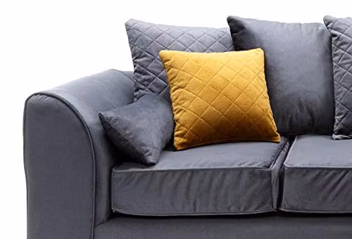 Abakus Direct Chicago Right Hand Facing L-Shaped Corner Sofa in Dark Grey Velvet Fabric, W: 212 cm, D: 164 cm, H: 78 cm – 6