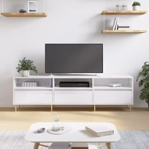 vidaXL Glossy White TV Cabinet W/D/H: 150 x 30 x 44.5 cm – 2