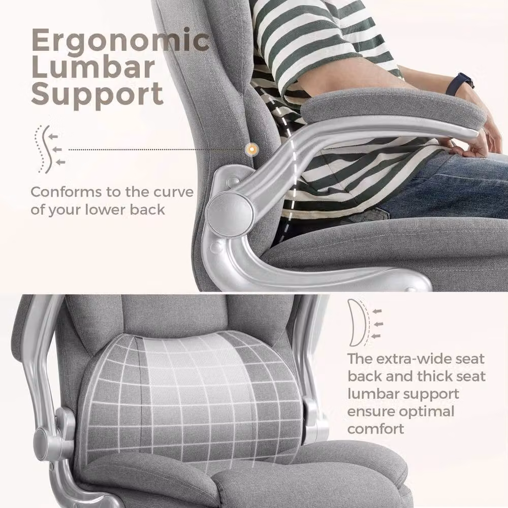 KORVIXA Grey Executive Office Chair with Headrest and Adjustable Armrests – 4