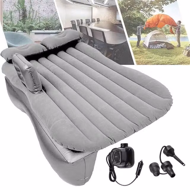 Nordara Inflatable Car Air Bed and Foldable Camping Mattress Seat Rest in Grey