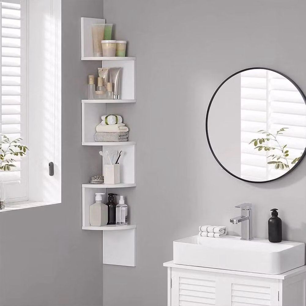 Kelvenix 5 Tier White Wall Mounted Floating Corner Shelves – 2
