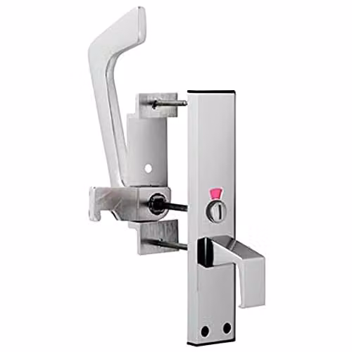 Loops DDA Compliant Dual Handed Disabled Toilet Handle Set in Polished Anodised Aluminium Silver