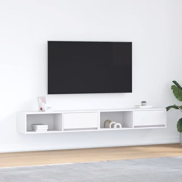Berkfield Home White Engineered Wood TV Cabinets, 2 Piece Set, W/D/H: 100 x 31 x 25.5 cm