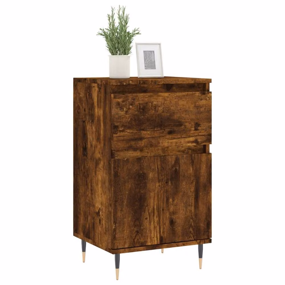 Berkfield Home Set of 2 Smoked Oak Sideboards in Brown, W/D/H: 40 x 35 x 70 cm – 3