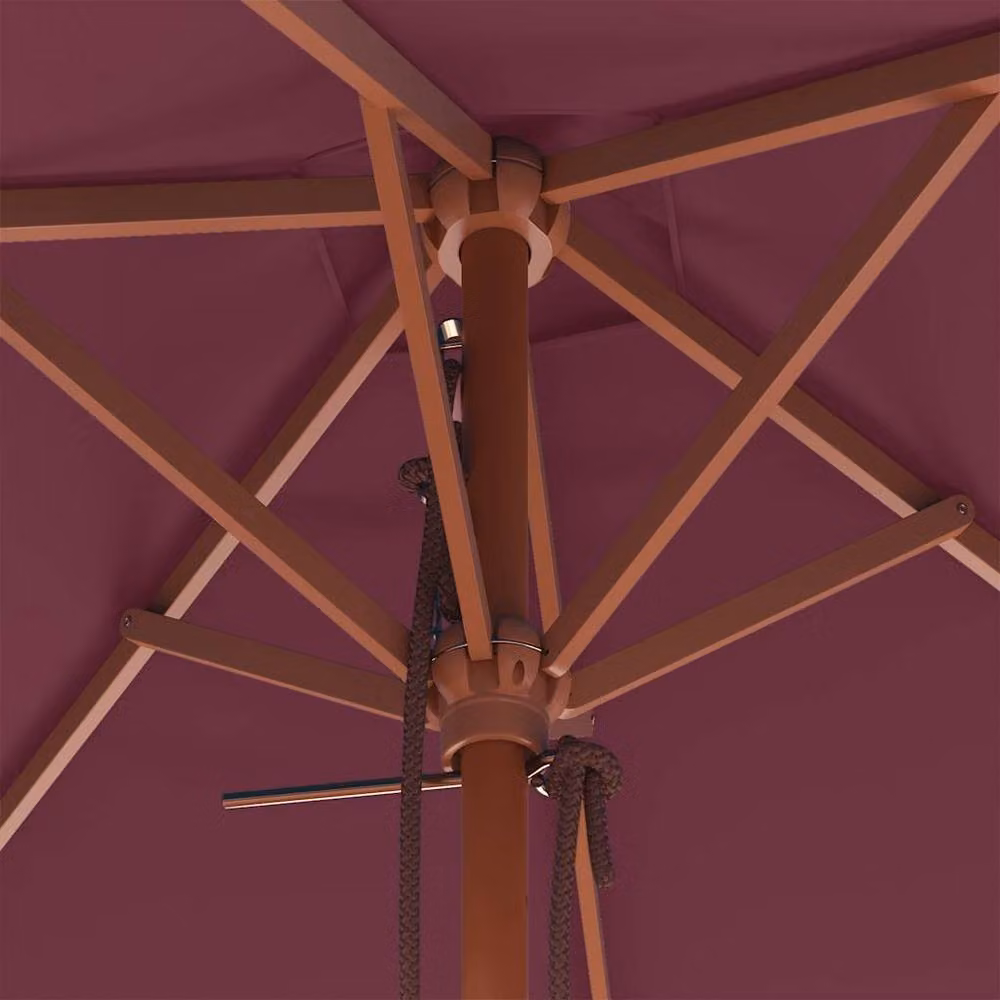 Berkfield Home Outdoor Parasol with Wooden Pole, Burgundy Red, W: 150 cm, D: 200 cm, H: 235 cm – 5