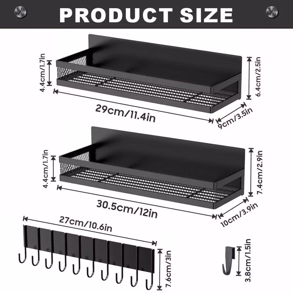 KORVIXA 2-Piece Magnetic Metal Spice Rack in Black, Width: 100 cm – 1