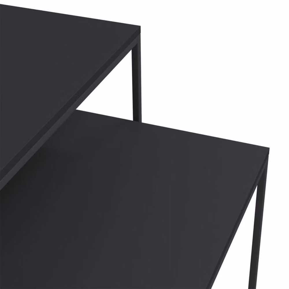 Berkfield Home Premium 2-Piece Nested Coffee Table Set in Black with Wood and Metal Finish – 6
