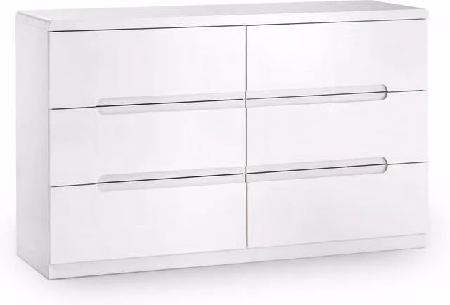 Cheshire Premium Midtown 6 Drawer Wide Chest in High Gloss White