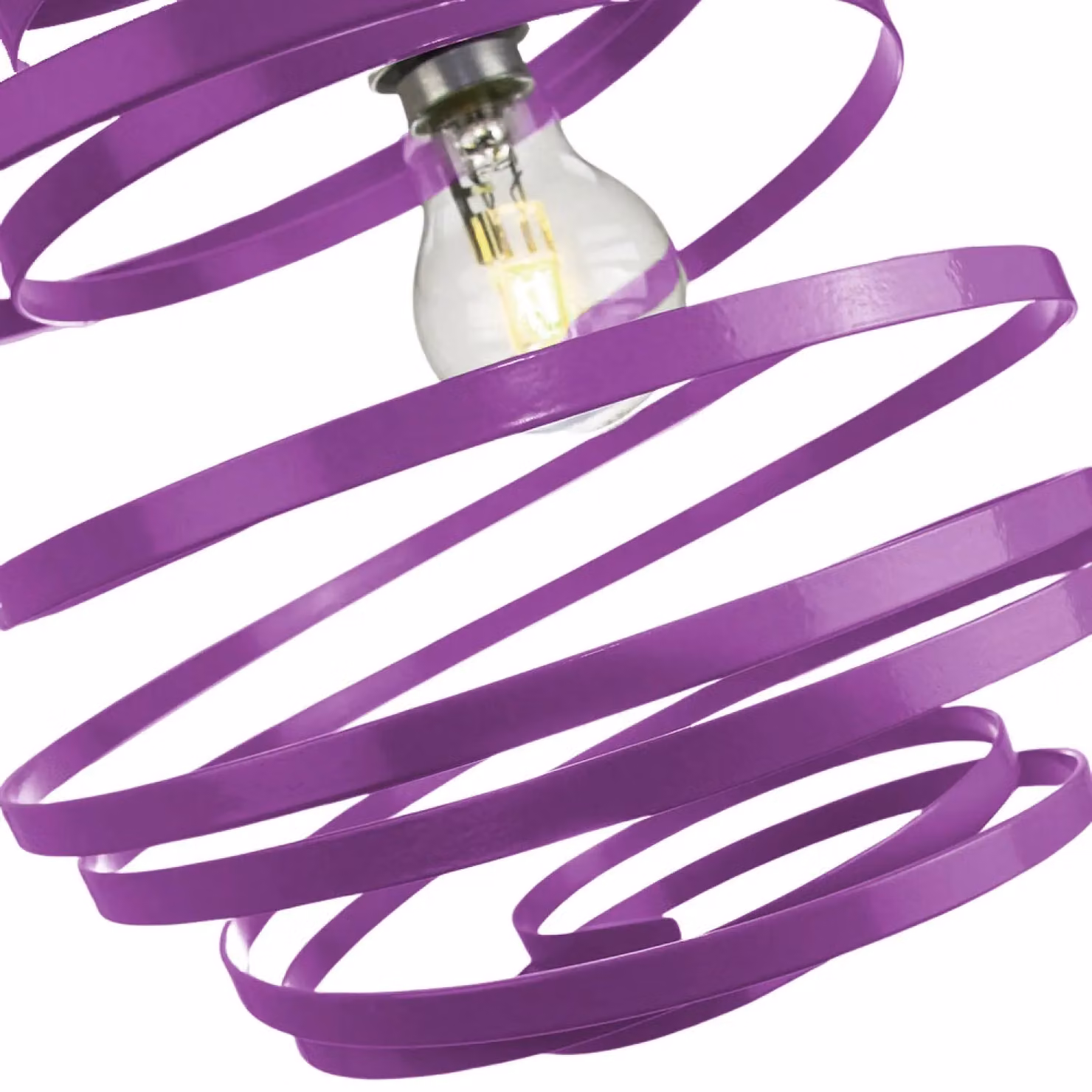 Happy Homewares Purple Gloss Metal Double Ribbon Spiral Swirl Ceiling Pendant Light – 2