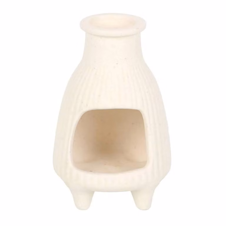 Something Different Ribbed Palo Santo Incense Burner in Cream Ceramic