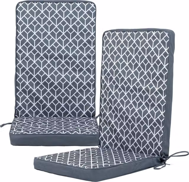 Bean Bag Bazaar Art Geo High Back Seat Pad in Charcoal Grey, Pack of 2