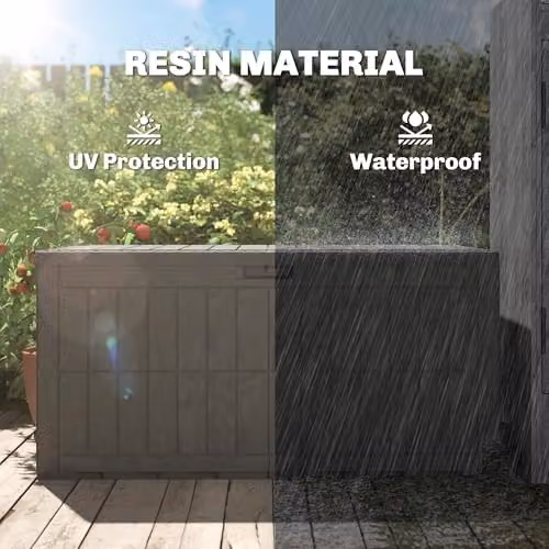 Outsunny 440L Waterproof Resin Garden Storage Box with Lockable Lid in Grey or Brown, W/D/H: 150 x 65 x 62 cm – 5