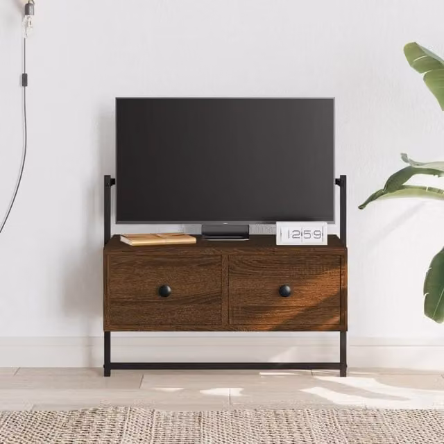 Berkfield Home Wall-mounted TV Cabinet in Brown Oak, W: 60.5 cm, D: 30 cm, H: 51 cm – 1