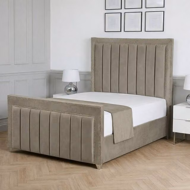 Living Comfort Bedz Royale Upholstered Velvet Gas Lift Storage Bed in Grey, W/D/H: 180 x 200 cm