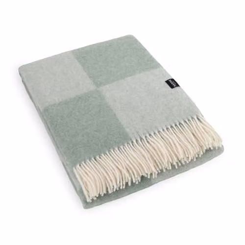 Simply Sheepskin Green Checkerboard Jacquard Woven New Zealand Wool Blanket, W: 140 cm, L: 200 cm – 1