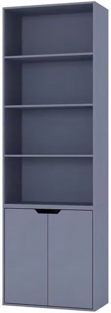 URBNLIVING Modern 6 Tier Grey Bookcase with 2 Door Cupboard Cabinet