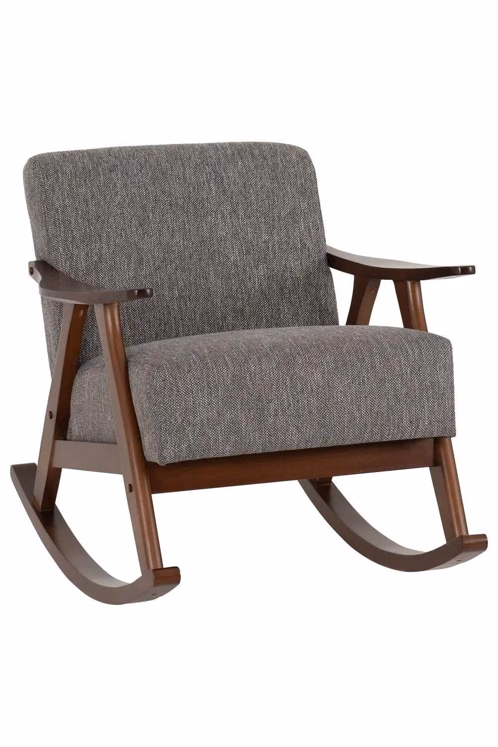 Seconique Kendra Grey Fabric Rocking Chair with Solid Wood Frame and Armrests – 3