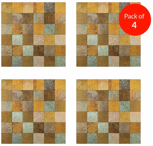 ENER-J Britwall Square Aluminium Mosaic Wall Tile, Multi Bronze, Pack of 4, W/D/H: 30.5 x 30.5 x 0.37 cm – 1