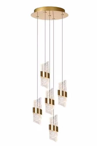 Lucide Kligande Dimmable Height Adjustable LED Pendant Light in Gold/Brass and Yellow, Diameter: 30 cm – 1