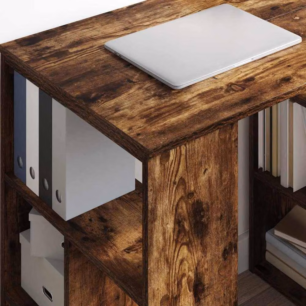 Berkfield Home Smoked Oak Corner Desk in Brown Engineered Wood – 3