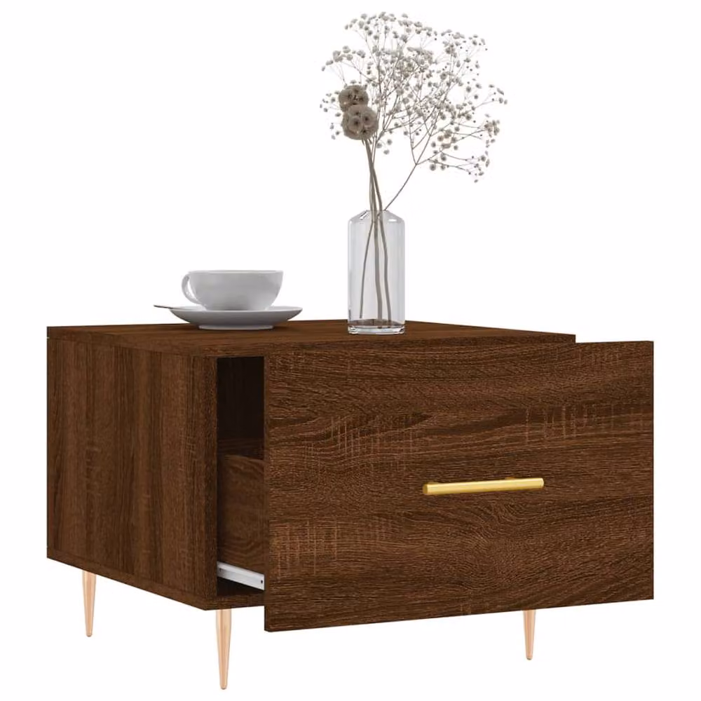 Berkfield Home Set of 2 Brown Oak Decorative Coffee Tables, W/D/H: 50 x 50 x 40 cm – 3