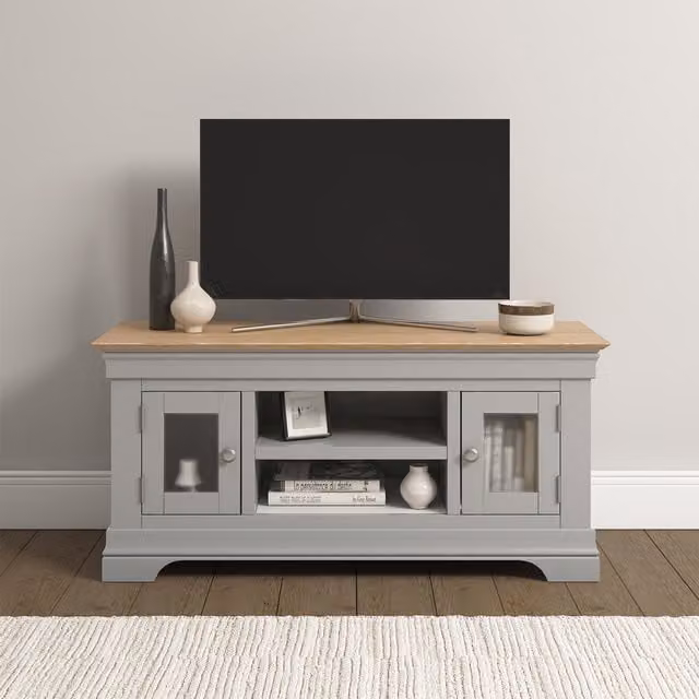 Seconique Bordeaux Small TV Stand in Pebble Grey Oak Wood