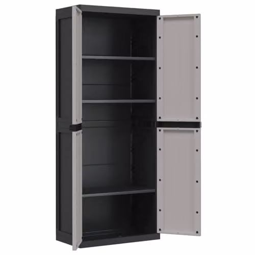 vidaXL Outdoor Storage Cabinet in Grey and Black, W/D/H: 65 x 37 x 165 cm – 5
