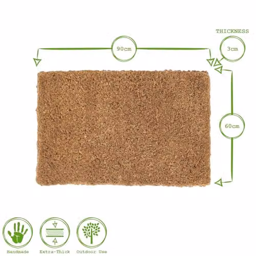 Nicola Spring Handmade Coir Door Mats, Pack of 2, Brown and Beige, W: 90 cm, D: 60 cm, H: 3 cm – 3