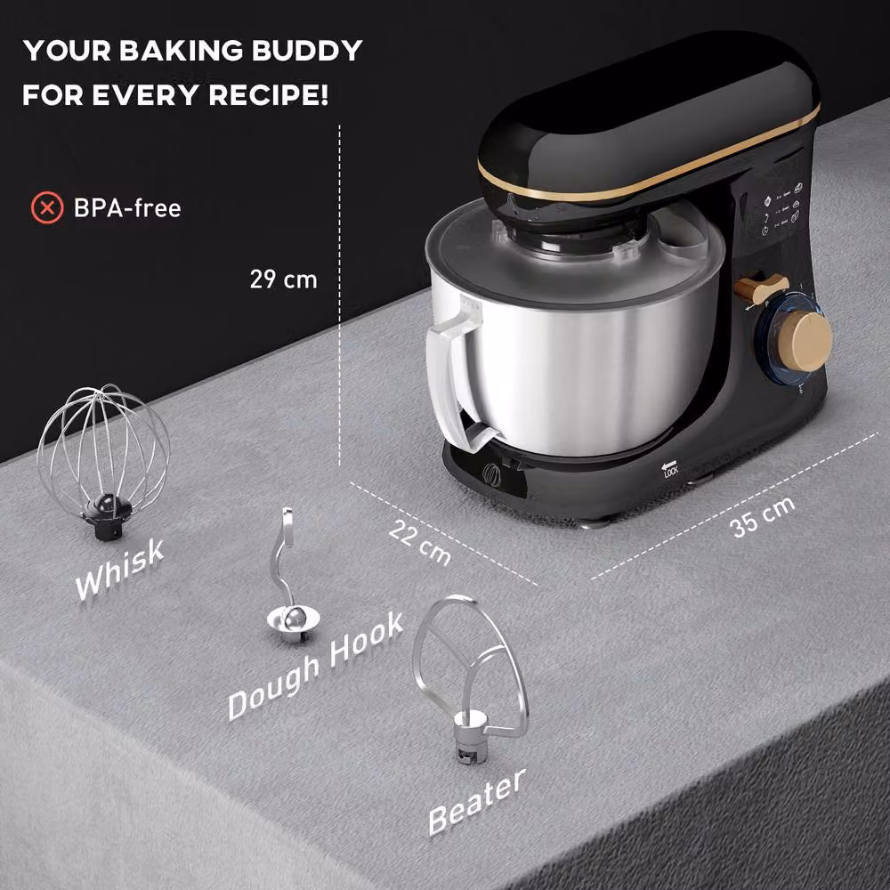 STILVORA Kitchen Stand Mixer 4.5L with 6 Speeds and Pulse Function in Black – 3