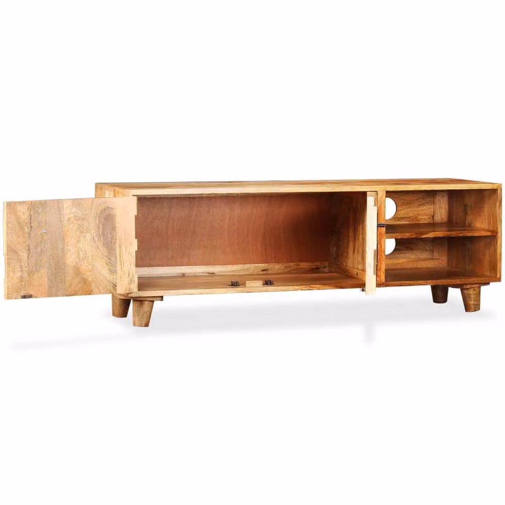 Berkfield Home Rustic Solid Mango Wood TV Cabinet in Brown, W/D/H: 118 x 35 x 40 cm – 2