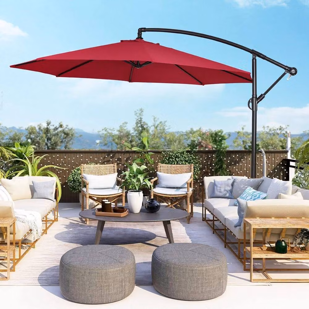 Hinsinc Red 3m Cantilever Garden Parasol with Polyester Canopy and Steel Frame – 2