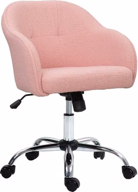 Rolipo Pink Teddy Fleece Task Chair with Adjustable Height and 360 Degree Swivel – 1