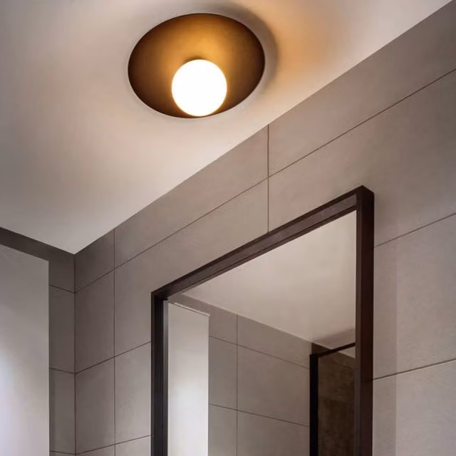 Wyld and Coco Round Matte Black Flush-Mount Ceiling Lamp, Diameter: 36 cm