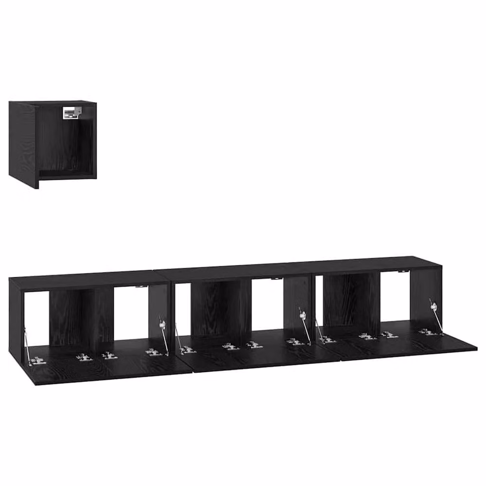 Berkfield Home 4-Piece Modern Black Oak TV Unit Set, W/D/H: 60 x 30 x 30 cm – 5