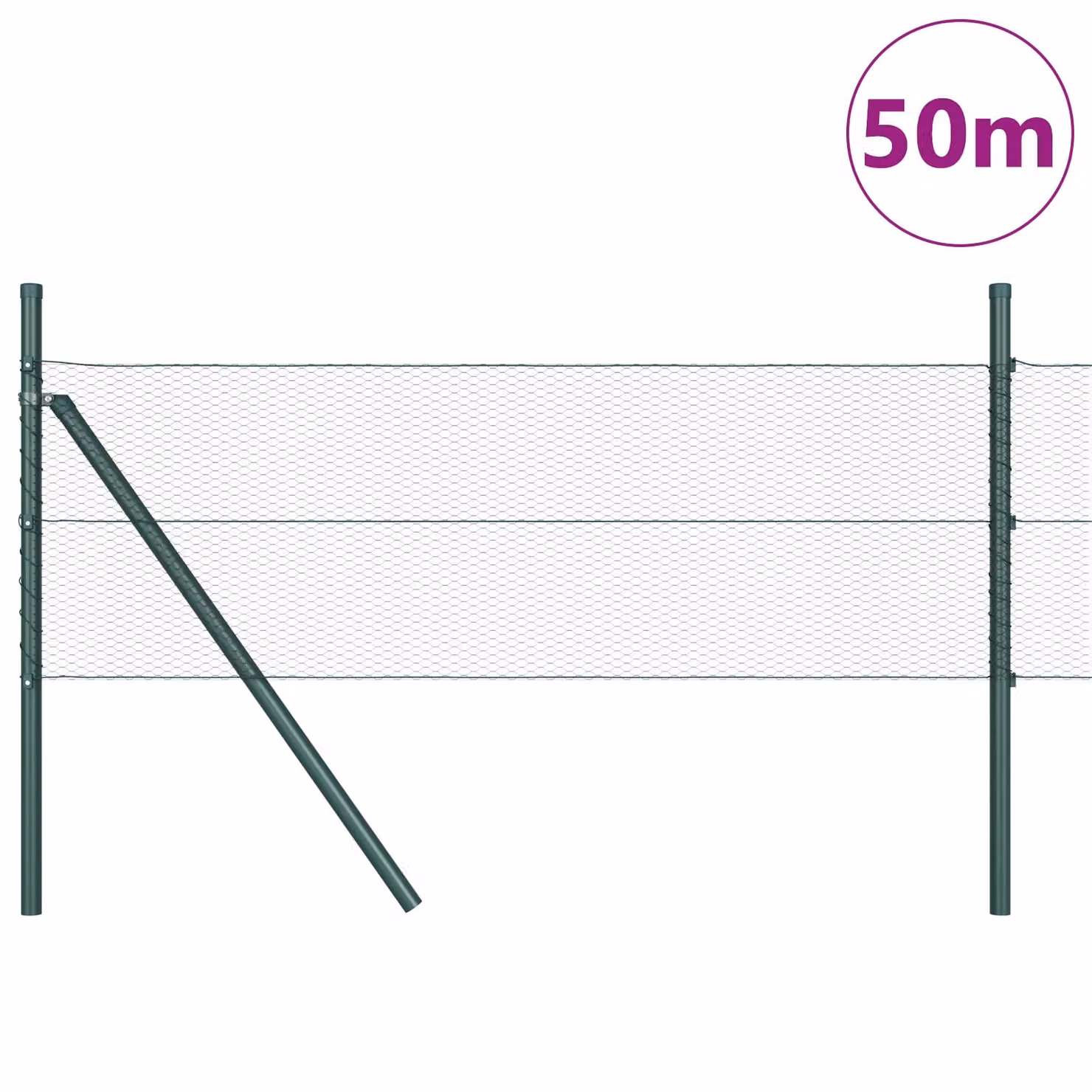 Berkfield Home Grey PVC-Coated Steel Hexagon Fence, H: 0.5 m x L: 50 m – 1