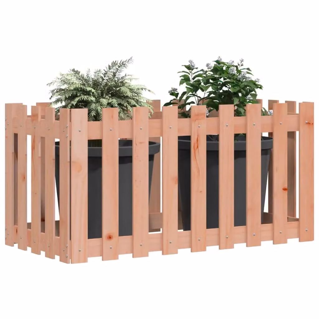 Berkfield Home Garden Raised Bed with Fence Design in Brown Solid Wood, W/D/H: 100 x 50 x 70 cm – 2