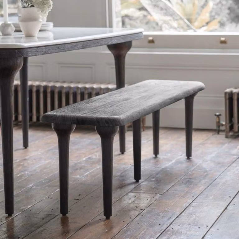 Atkin & Thyme Cone Bench in Black Acacia Wood