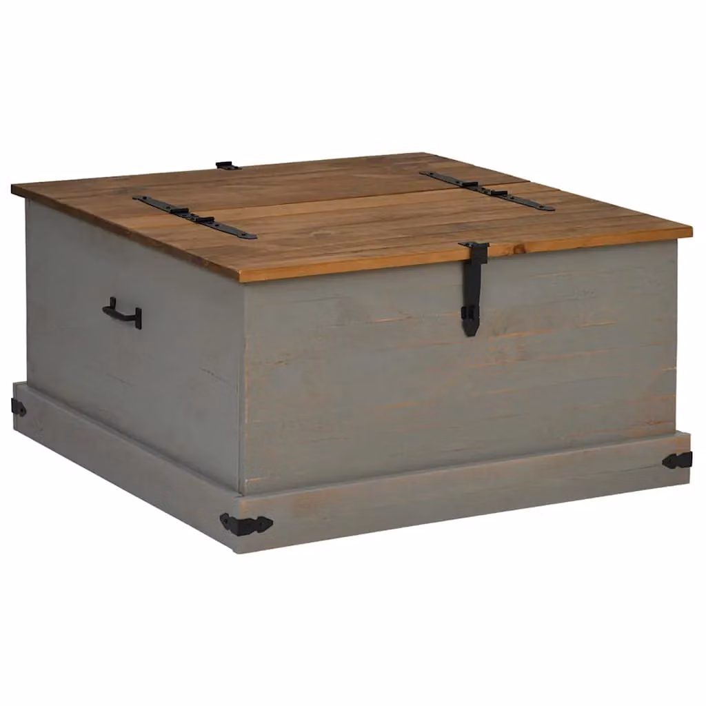 Berkfield Home HALDEN Storage Chest in Grey Solid Pine Wood, W/D/H: 91 x 91 x 47 cm – 2