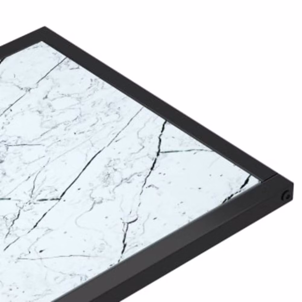 Berkfield Home Modern Computer Side Table with White Marble Effect and Tempered Glass, W/D/H: 50 x 35 x 65 cm – 4