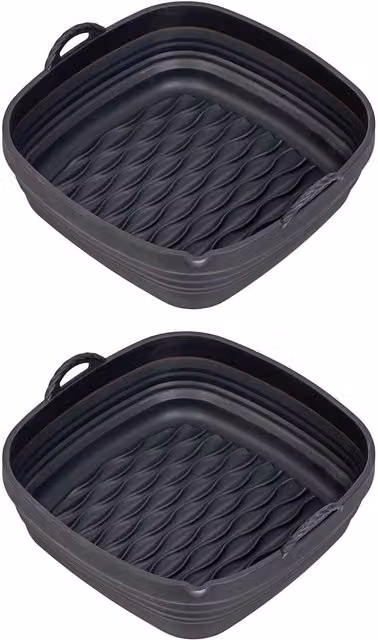 Tala Set of 2 Black Square Silicone Non-Stick Air Fryer Liners, 21 cm