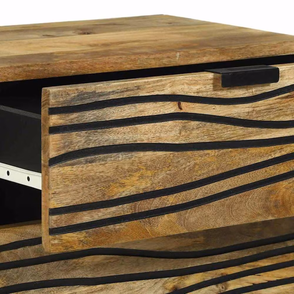 Berkfield Home Modern Bedside Cabinet in Brown Solid Mango Wood, W/D/H: 50 x 33 x 60 cm – 5