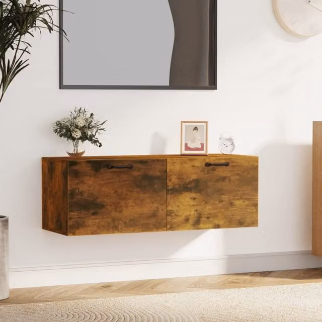 Berkfield Home Wall Mounted Smoked Oak Cabinet in Brown, W/D/H: 100 x 36.5 x 35 cm – 1