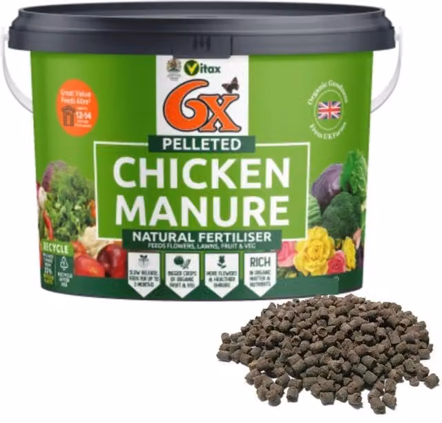 Vitax Organic Natural Poultry Chicken Manure Pellets for Lawns, Vegetables and Ornamental Gardens, 7kg