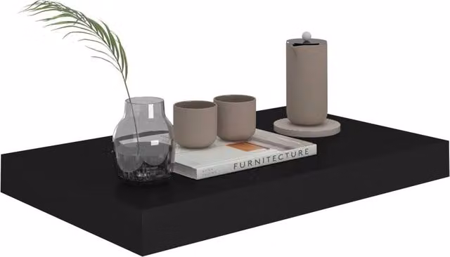 Berkfield Home Durable Floating Wall Shelf, Black, W/D/H: 40 x 23 x 3.8 cm – 1