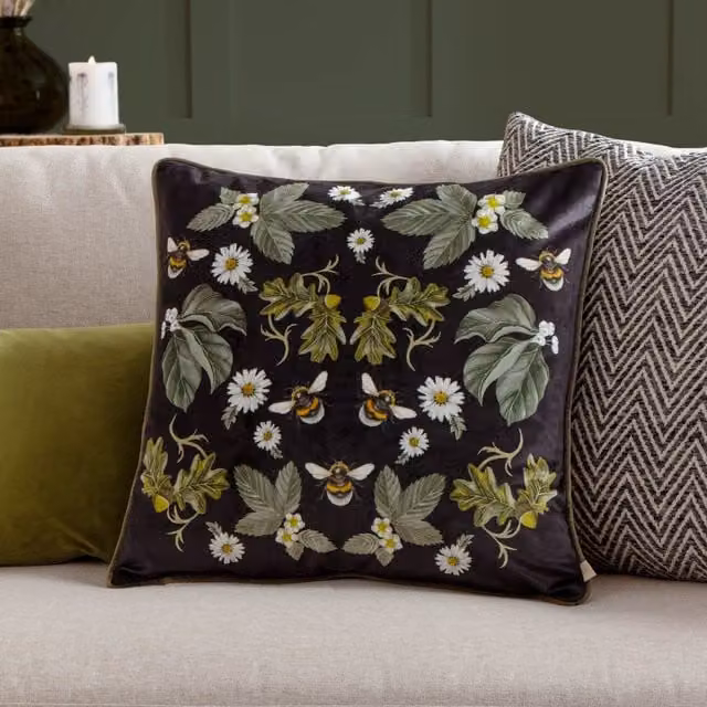Wylder Nature Braywick Clarence Mirror Velvet Piped Cushion in Multicolour, W/D/H: 43 x 43 x 43 cm – 1