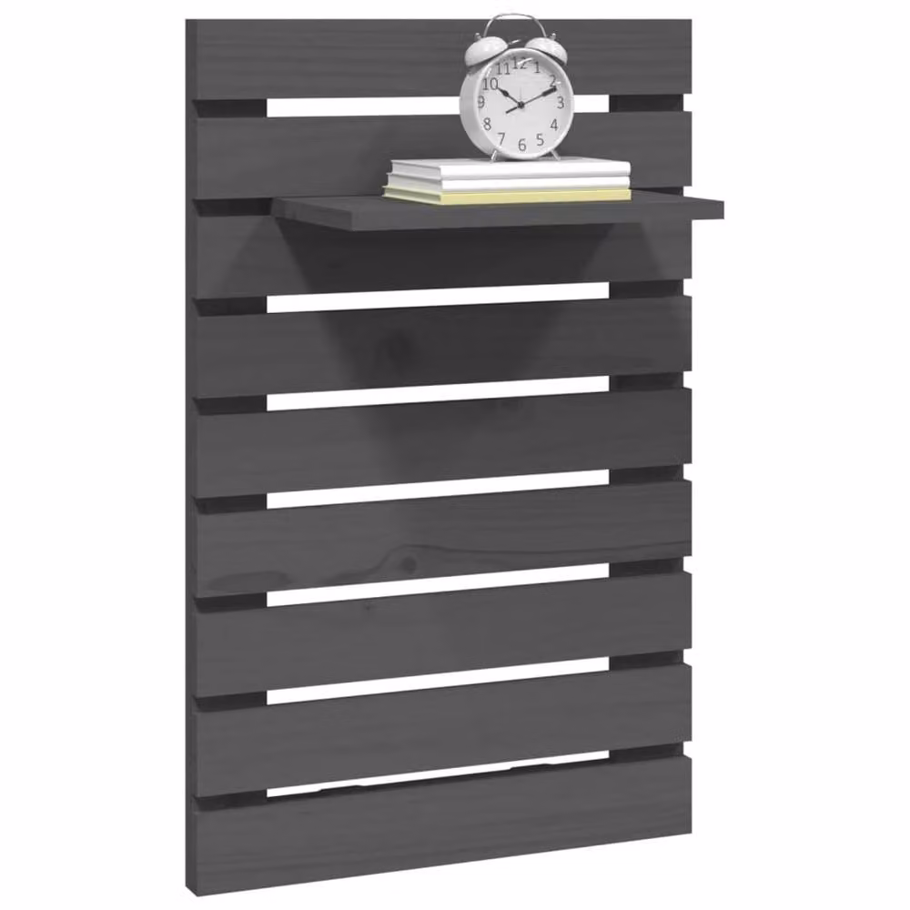 Berkfield Home Beautiful Wall-mounted Bedside Shelves, 2 Piece Set, Grey Solid Pine Wood, W/D/H: 40 x 17.5 x 2 cm – 4