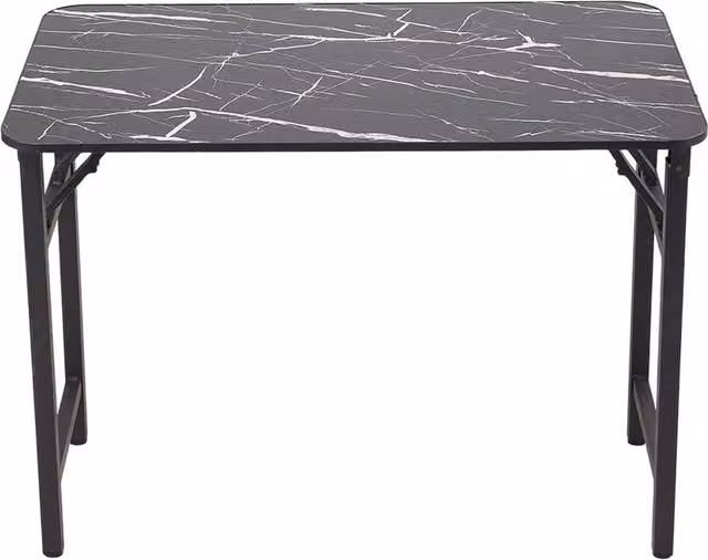 Livingandhome Folding Dining Table with Double Spring Mechanism in Black Marble