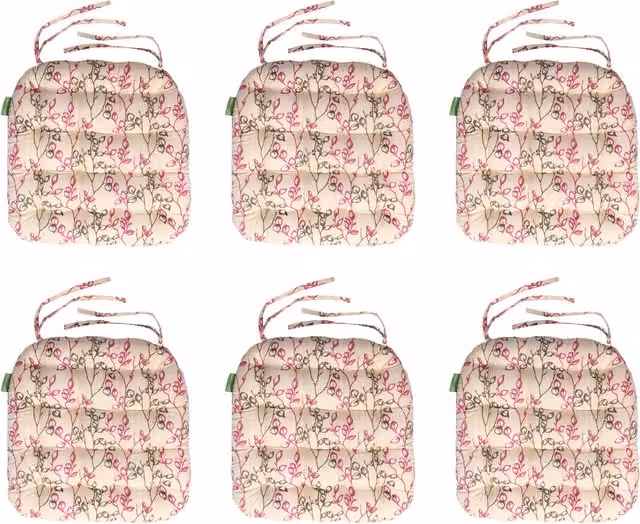 Gardenista Tufted Outdoor Garden Chair Cushion Set in Provence Vine Multicolour, Pack of 6