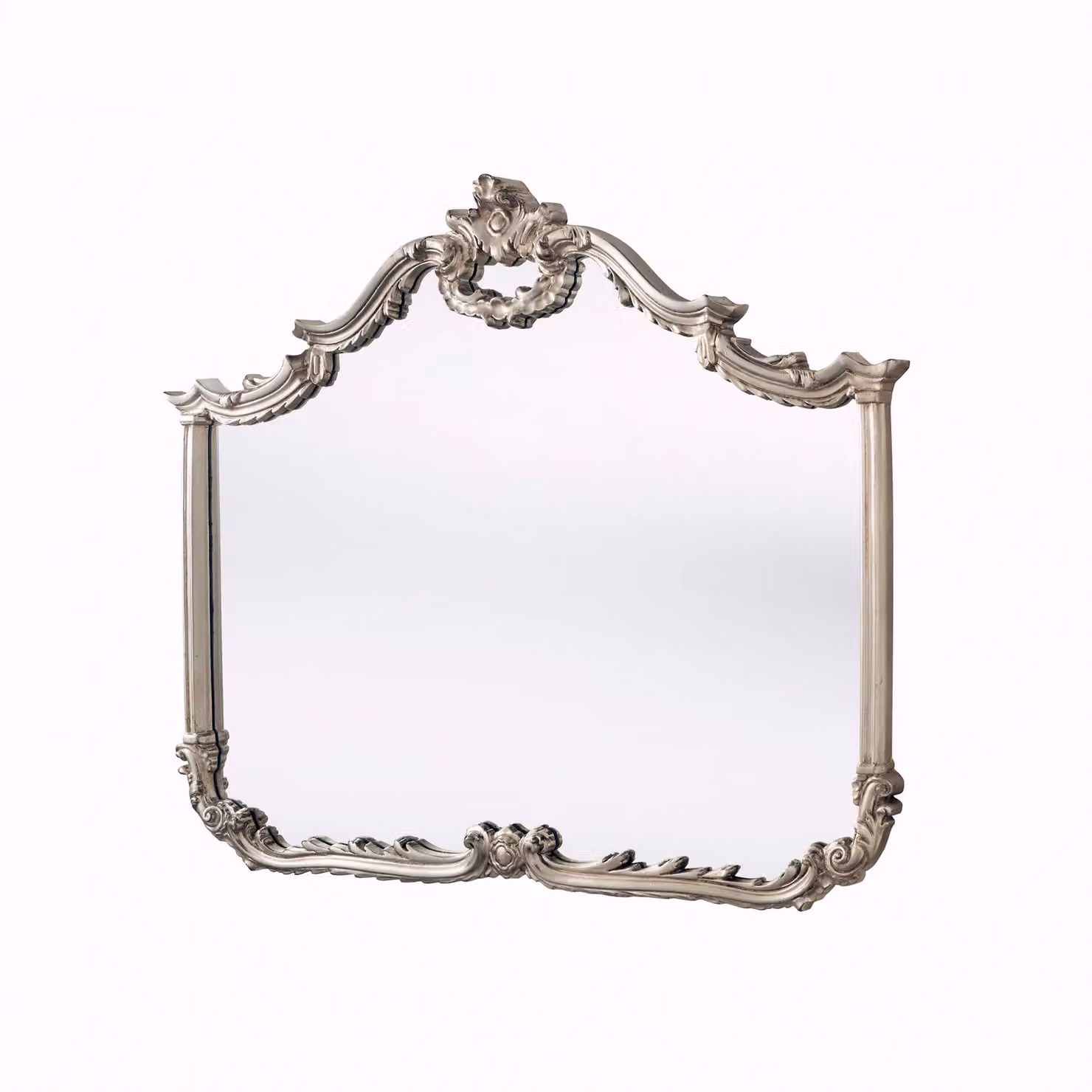 Yearn Mirrors Carved Landscape Wall Mirror in Silver, W: 122 cm, H: 104 cm – 2