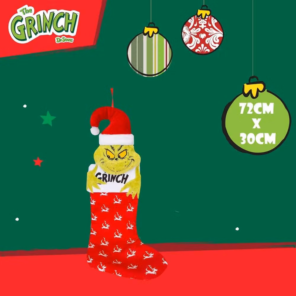 VFM e-Store Grinch Christmas Stocking in Red, H 72 cm x W 30 cm – 2